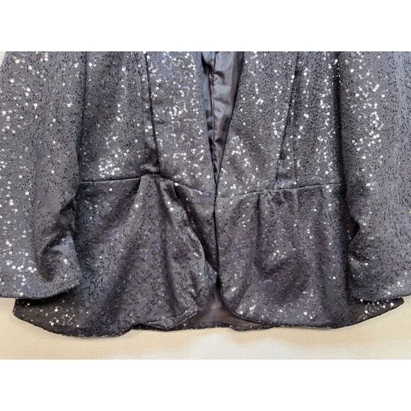 Robert Louise Women's Open Front Cardigan Sequin Blazer Long Sleeve Size L Gray - Picture 6 of 11